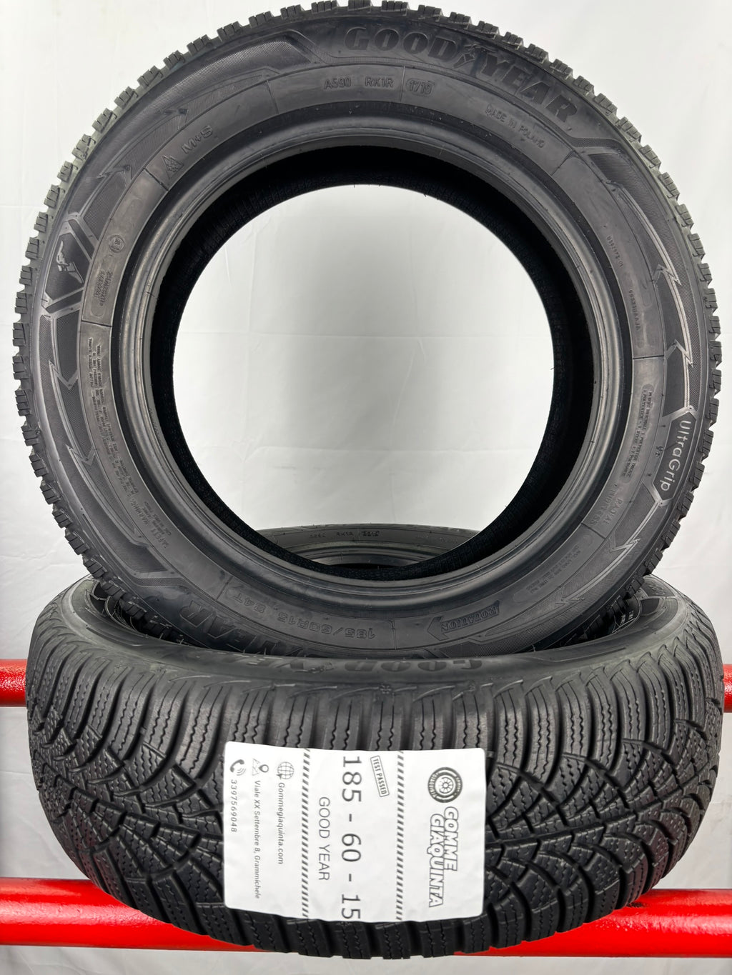 Pneumatici usati 185 60 r15 84T Gomme Invernale 2 PZ Good Year Batt 5.7mm Dot 19