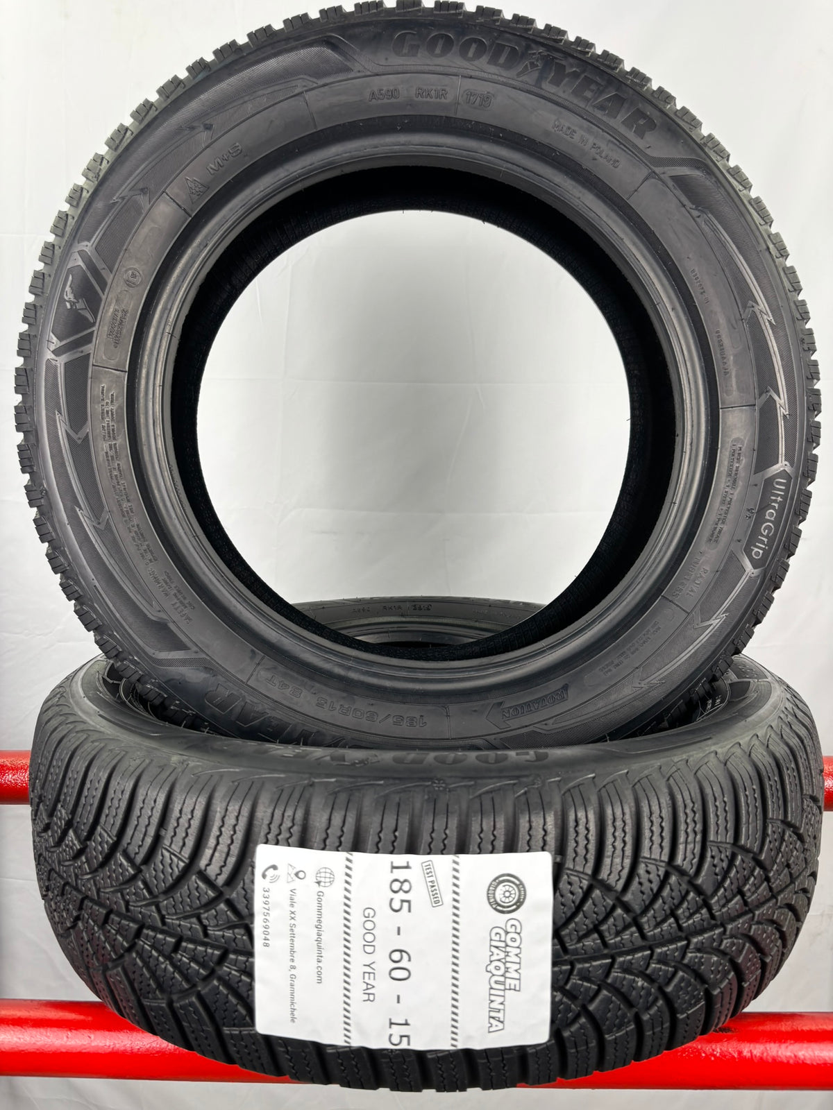 Pneumatici usati 185 60 r15 84T Gomme Invernale 2 PZ Good Year Batt 5.7mm Dot 19