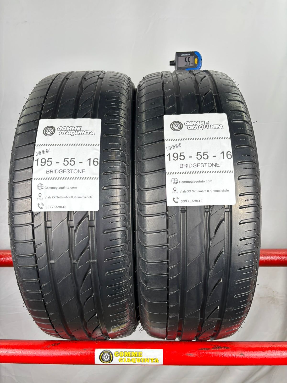 Pneumatici usati 195 55 r16 87W Gomme Estivo 2 PZ Bridgestone Batt 5,5mm Dot 19